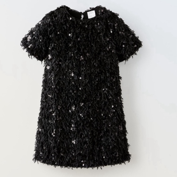 NWT ZARA FAUX FUR DRESS GIRLS SIZE 6/7 - Picture 3 of 9